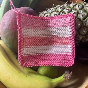Ombre Handmade Pink and Crocheted Dishcloth Cotton
